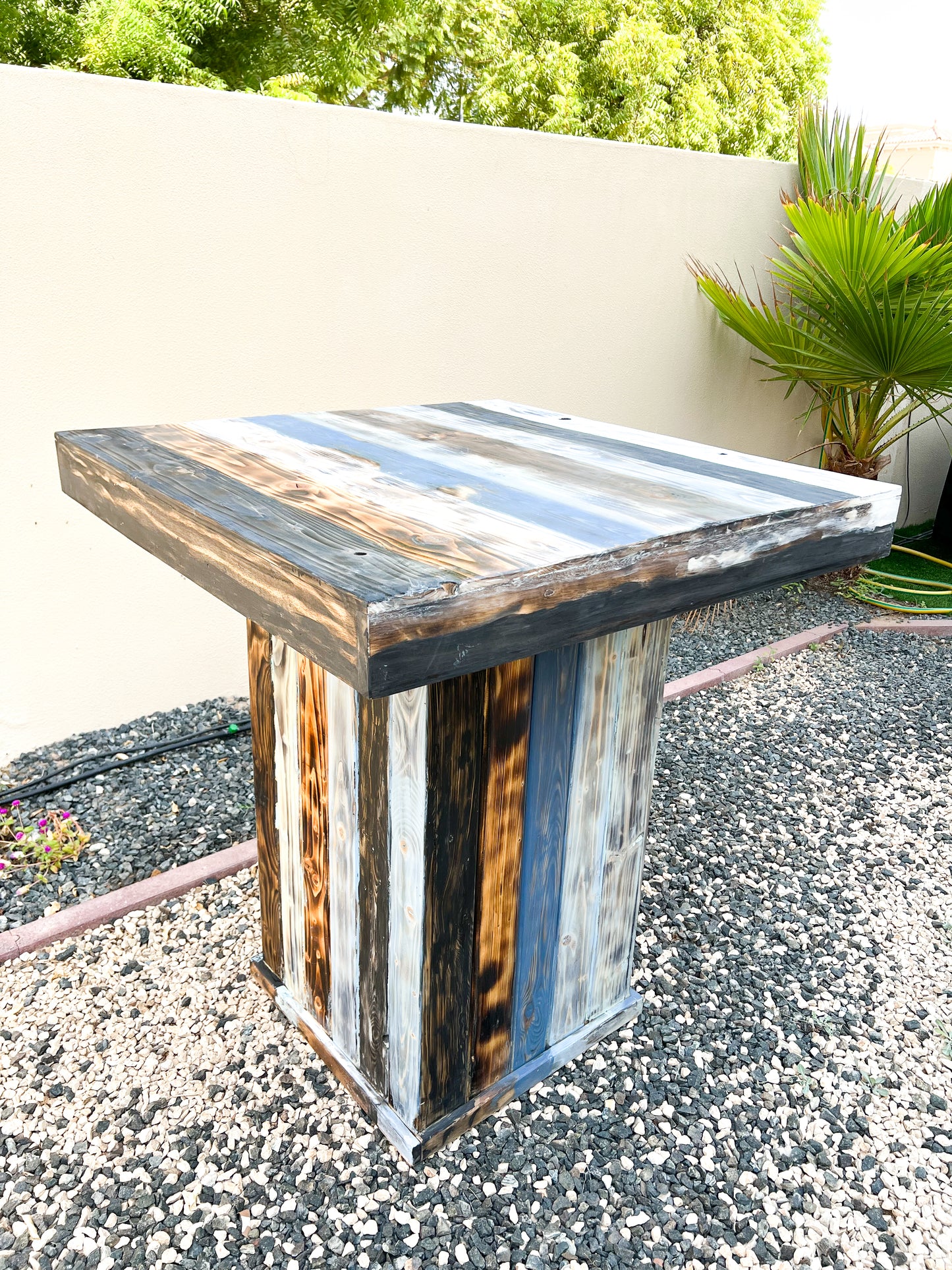 Wooden Outdoor Bistro- / Coffee- / Side- / Stand Up Table - Rustic Paint