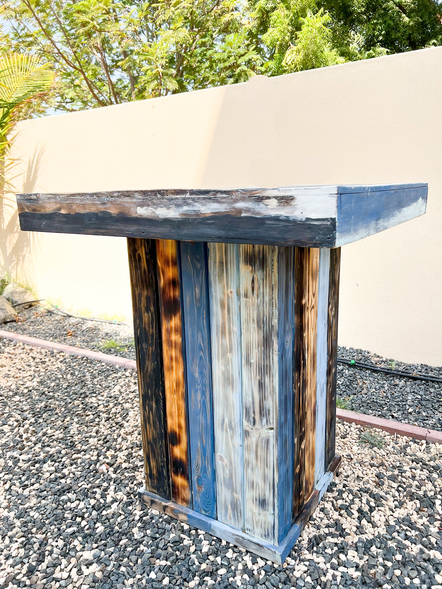 Wooden Outdoor Bistro- / Coffee- / Side- / Stand Up Table - Rustic Paint